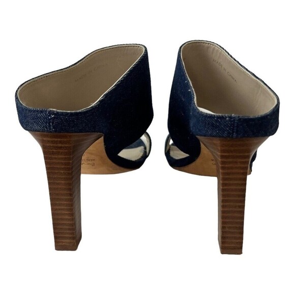 Boden 38 US 7 Jasmine Denim Mule Open Toe Heels - Picture 4 of 6